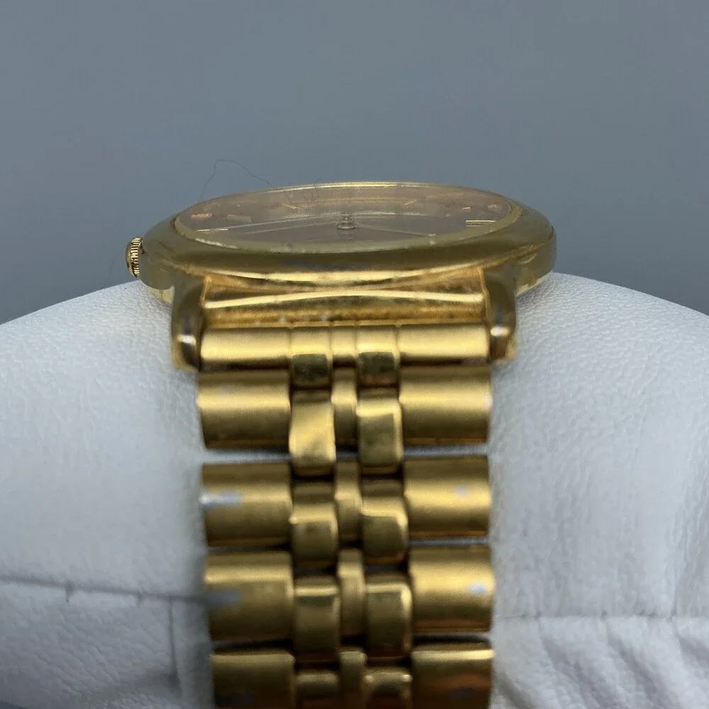 Vintage Pulsar Mens Watch 34mm Gold Tone Round V501-X080 New Battery 7.5